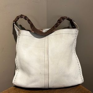 Vintage Lucky Brand Off White Leather Shoulder Bag Hobo Purse